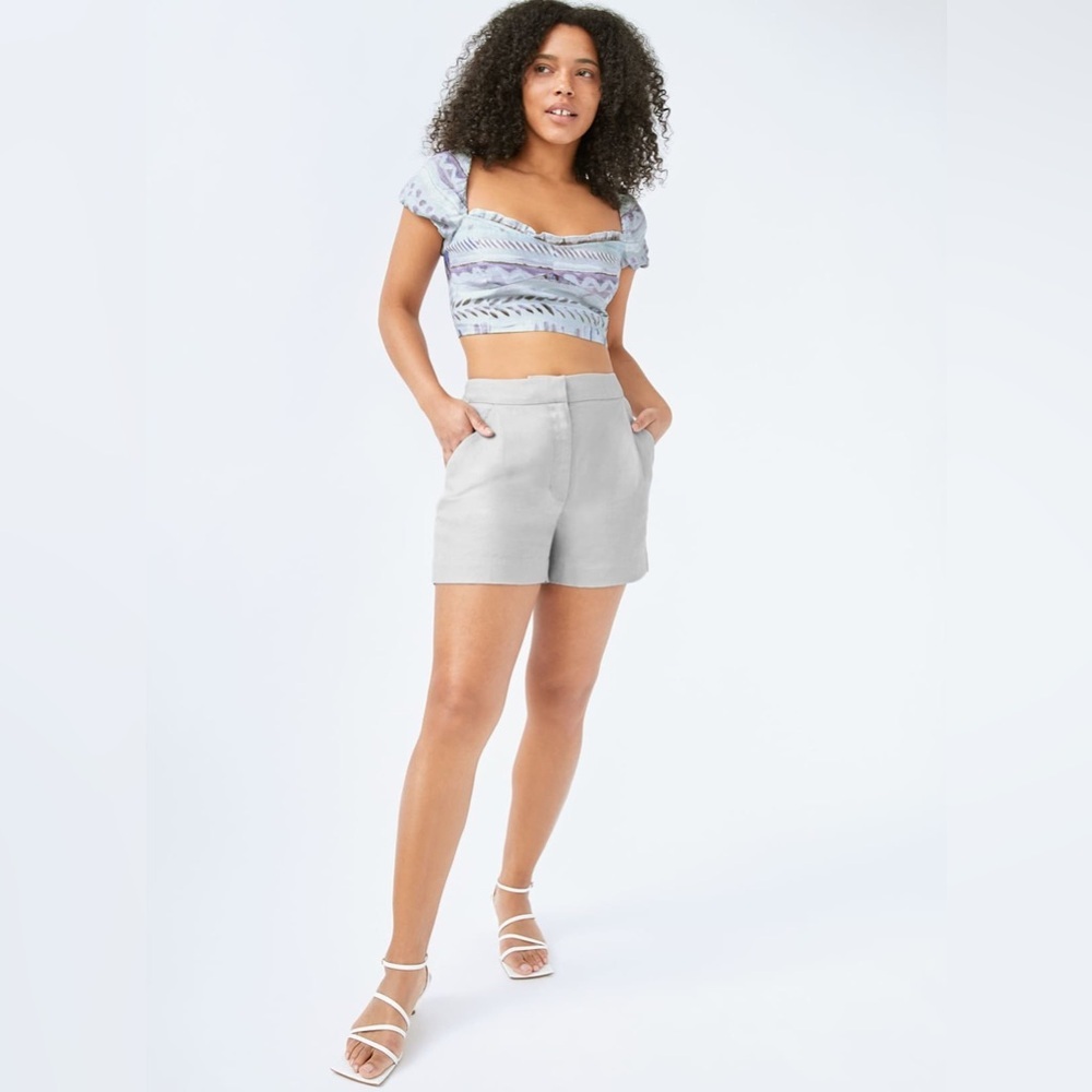 NWT Aritzia Wilfred Fable Linen Blend Shorts Pearl Grey 10 - Tailored High Rise